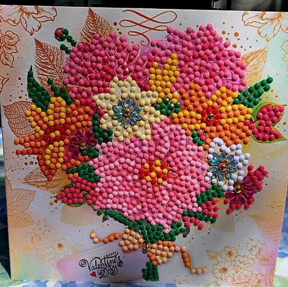 Happy Valentines Day Flower Bouquet Card - Picture 2 of 4